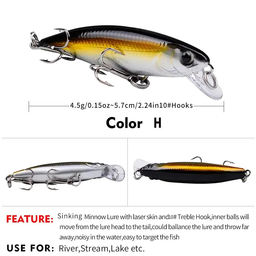 Lureswholesale® 5.7cm 4.5g Sinking Minnow Fishing Lure