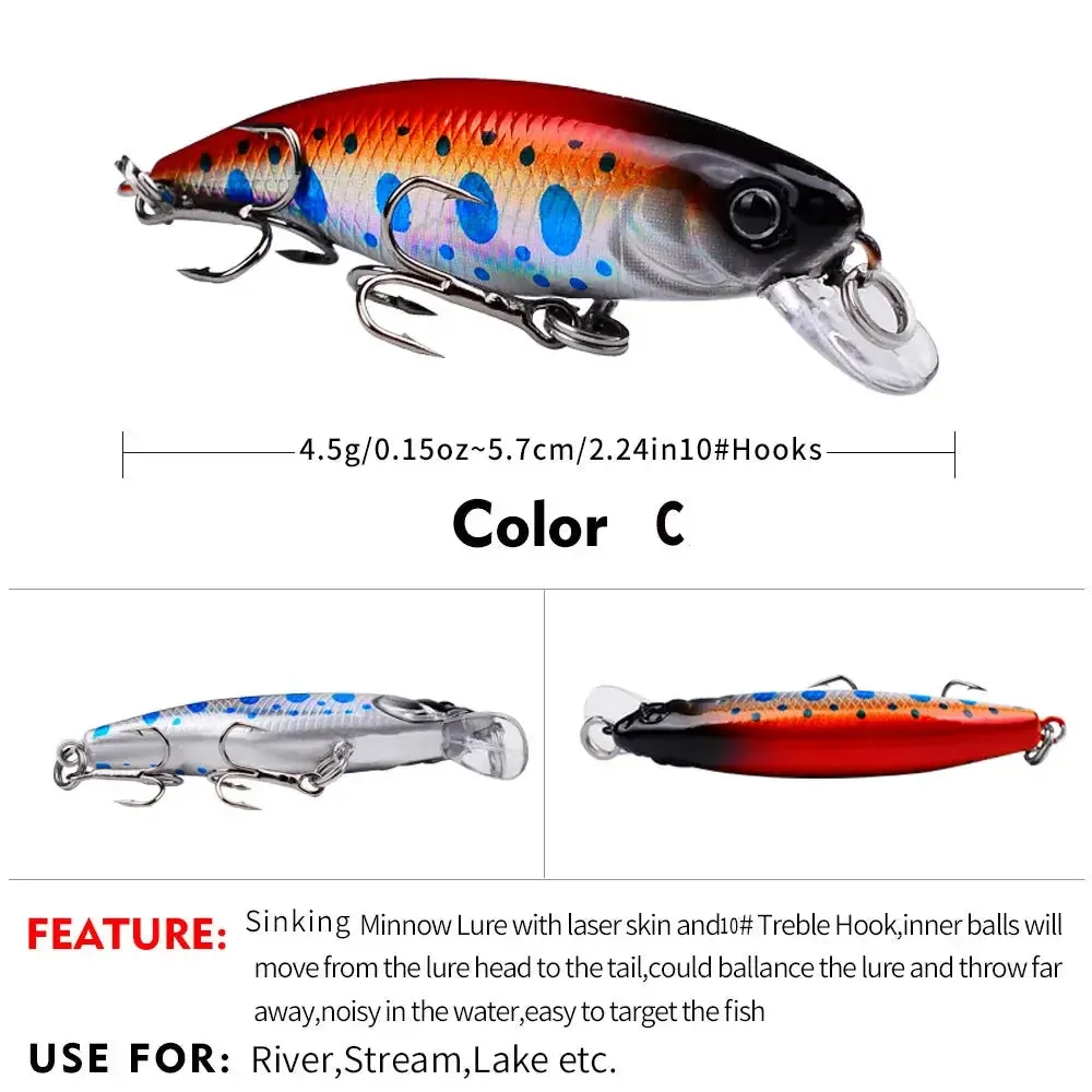 Lureswholesale® 5.7cm 4.5g Sinking Minnow Fishing Lure