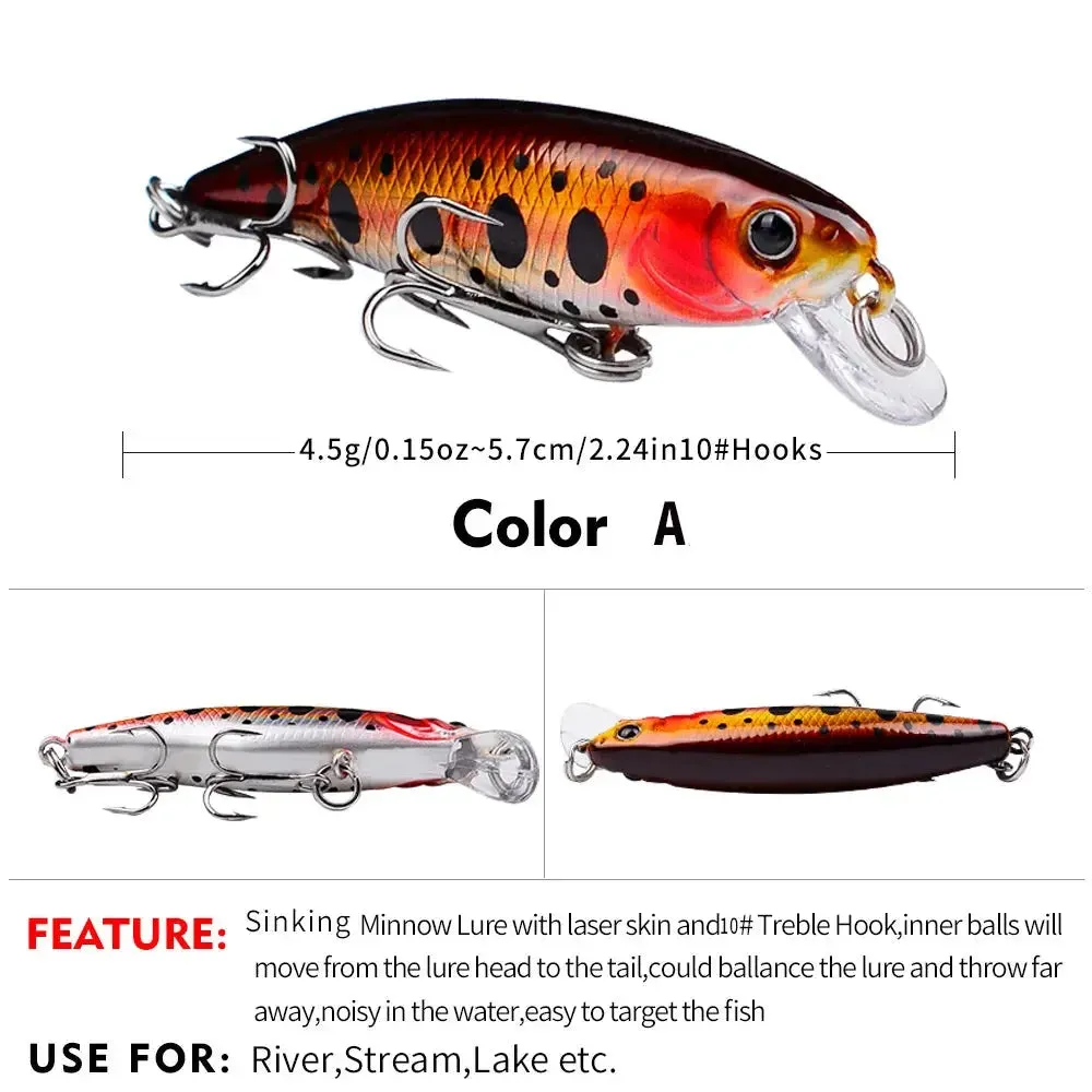 Lureswholesale® 5.7cm 4.5g Sinking Minnow Fishing Lure