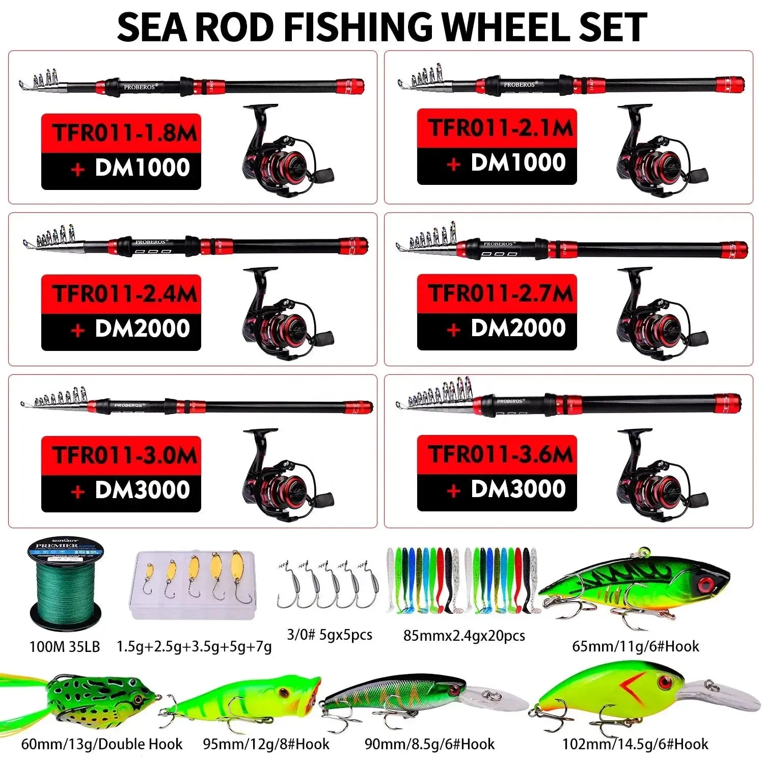 Lureswholesale® Fishing Pole and Reel Set With Fishing Line Bait Kits
