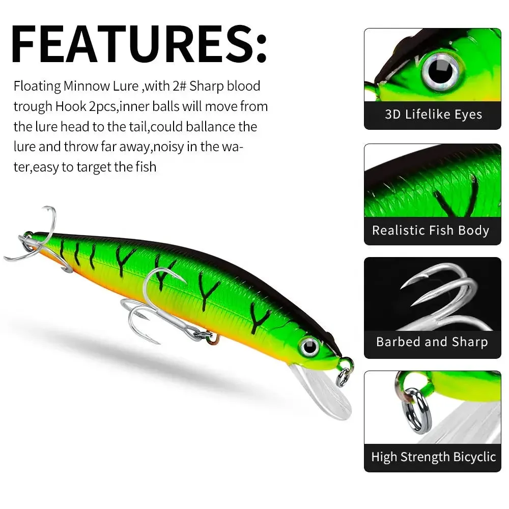 Lureswholesale® Lifelike Hard Plastic Minnow Swim Fishing Lure