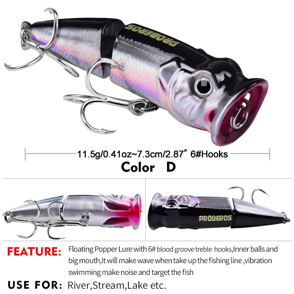 Lureswholesale® Popper Hard Bass 3D Eyes Big Mouth Floating Lure