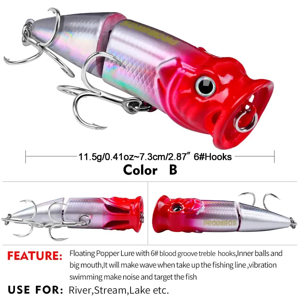 Lureswholesale® Popper Hard Bass 3D Eyes Big Mouth Floating Lure