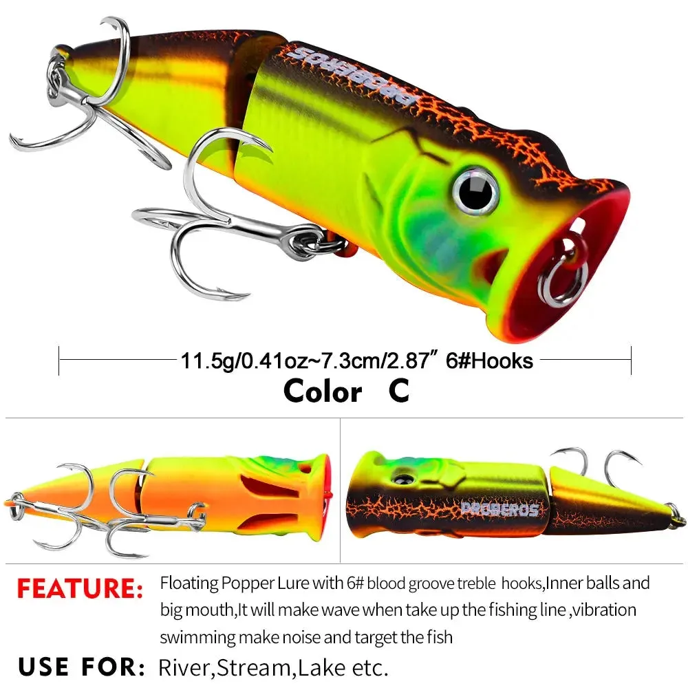 Lureswholesale® Popper Hard Bass 3D Eyes Big Mouth Floating Lure