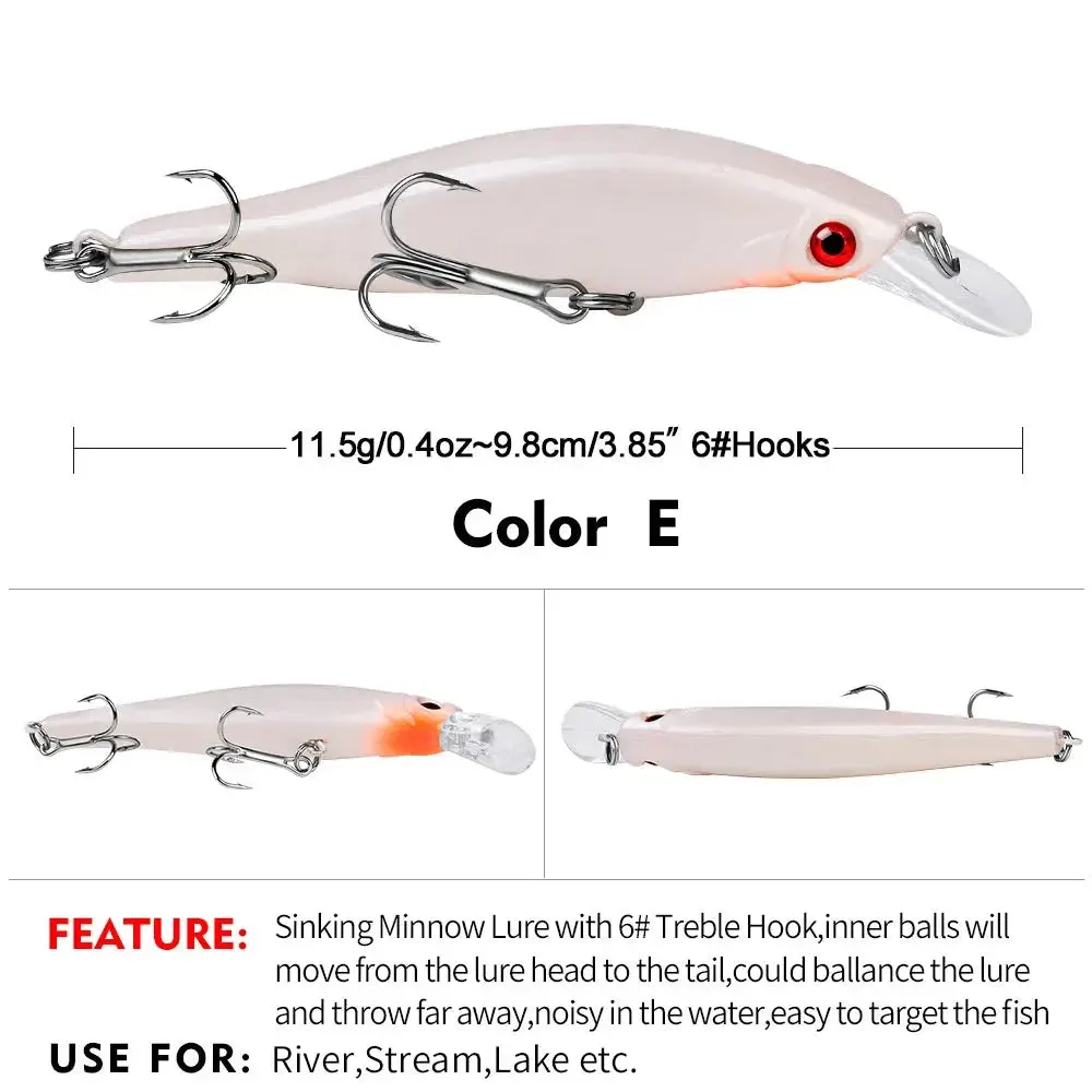 Lureswholesale® Sinking Minnow Crank Bait With Treble Hook