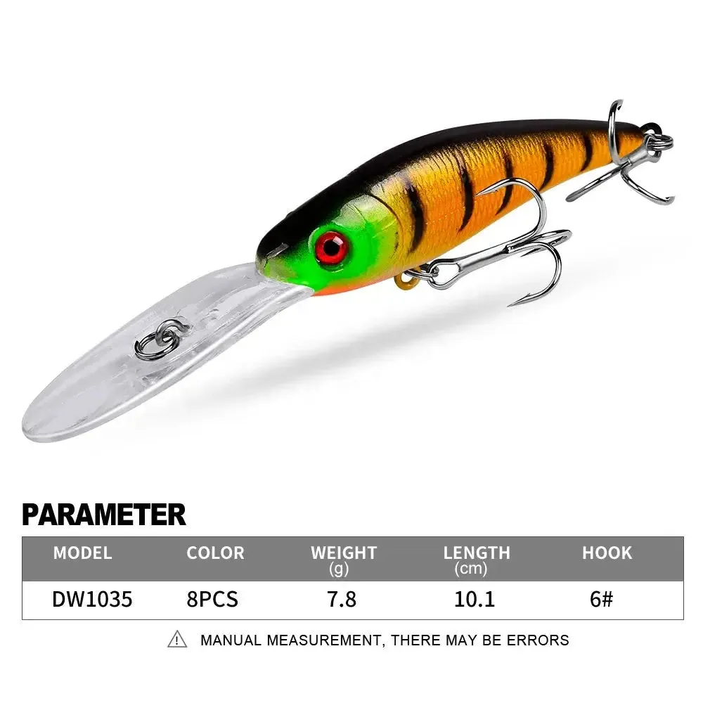 Lureswholesale® Sinking Minnow Fishing Lure with Treble Hooks 3D Eyes