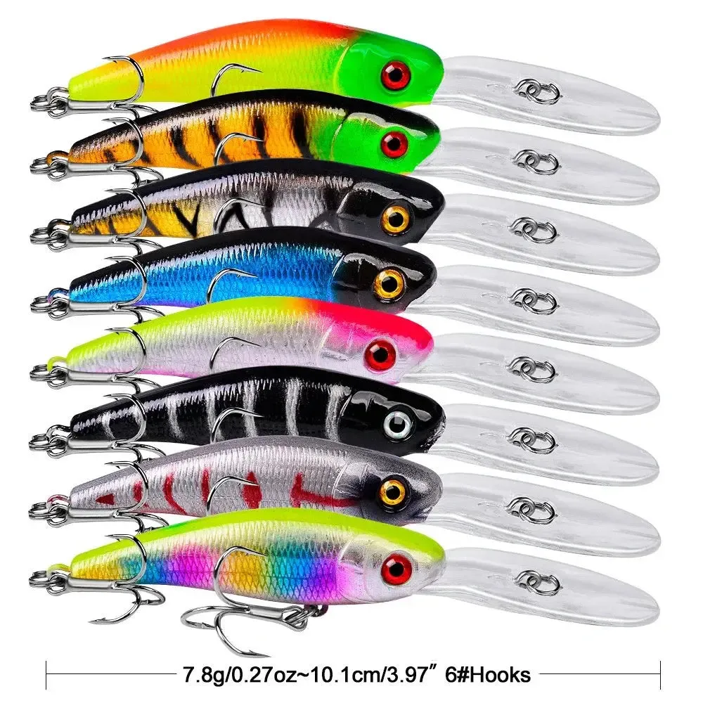 Lureswholesale® Sinking Minnow Fishing Lure with Treble Hooks 3D Eyes