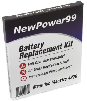 Magellan Maestro 4220 Battery Replacement Kit with Tools, Video Instructions and Extended Life Battery