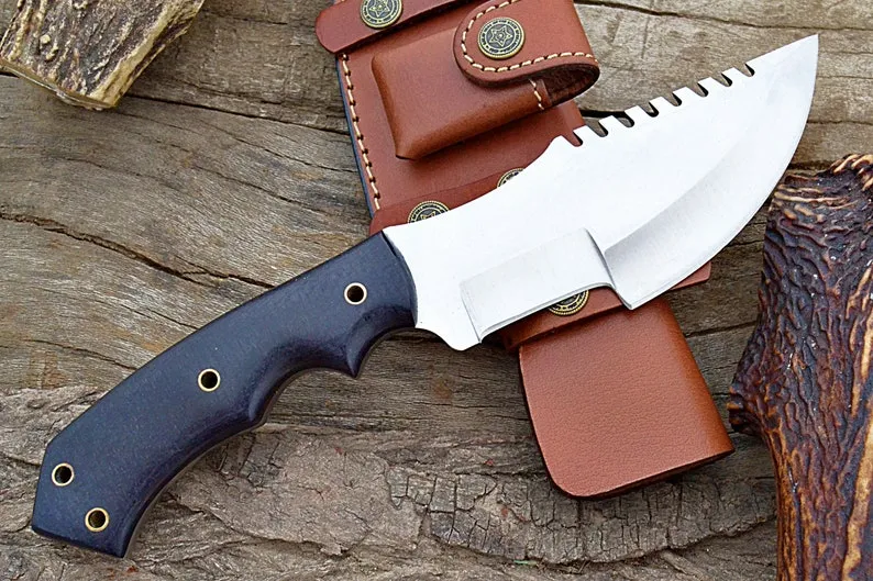 Marksman Tracker Knife with Sheath (Spring Steel, D2 Steel are also available)-Camping & Hunting Knife