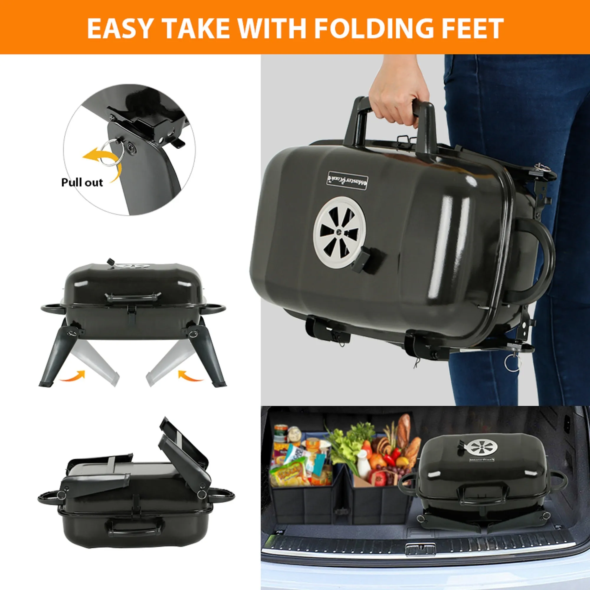 Mastercook Go-Anywhere Outdoor Portable Charcoal Grill