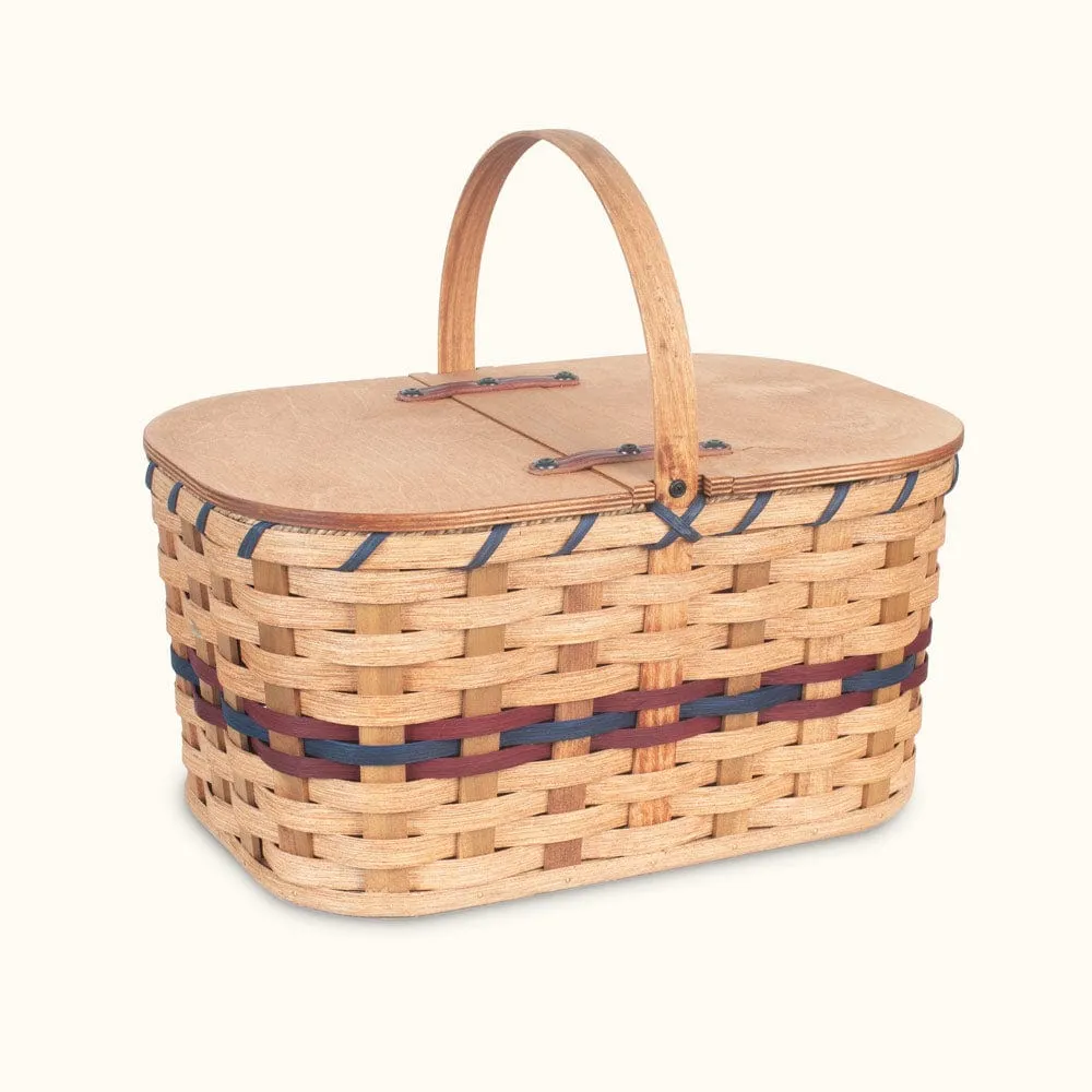 Medium Wicker Picnic Basket | Classic Amish Woven Wood w/Lid