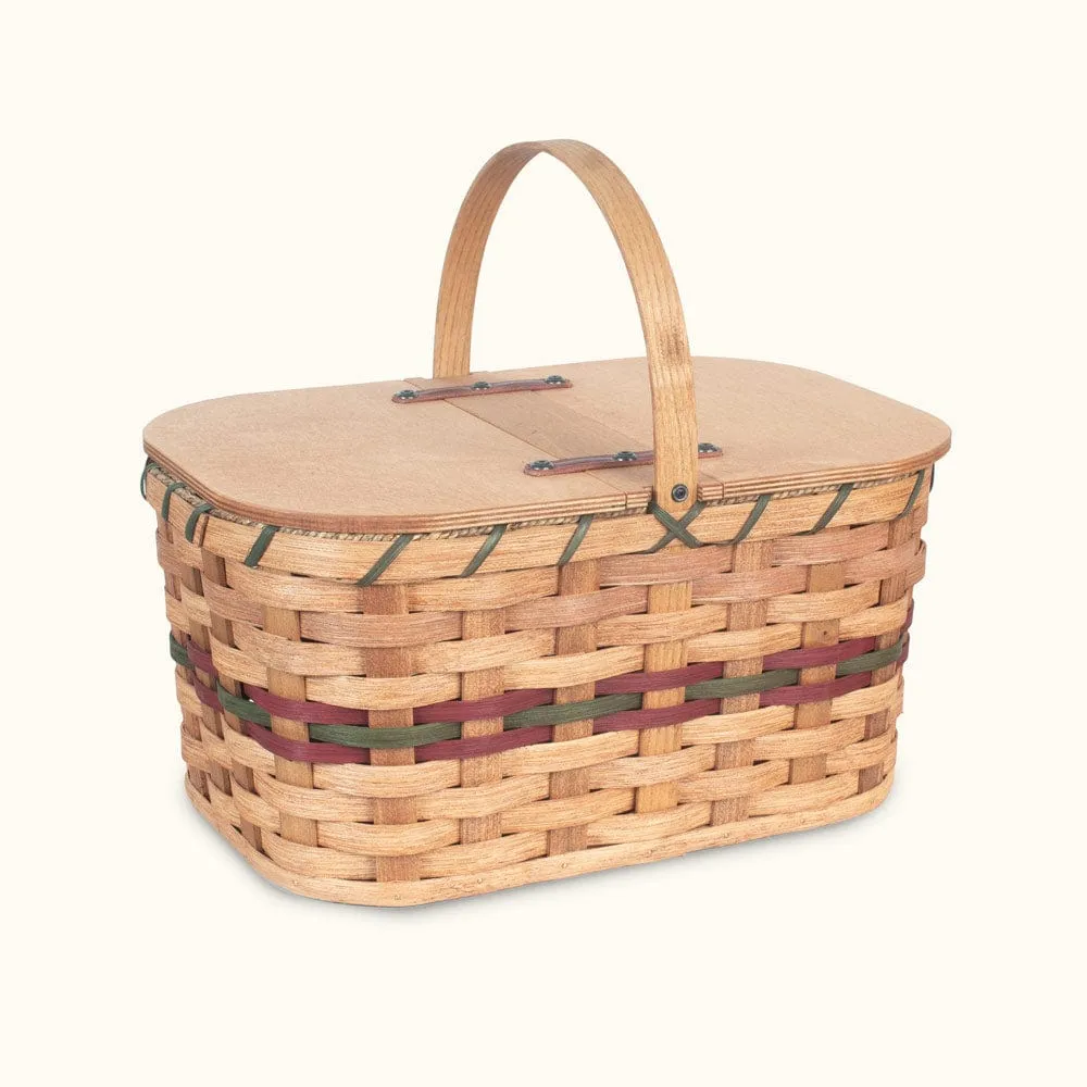 Medium Wicker Picnic Basket | Classic Amish Woven Wood w/Lid