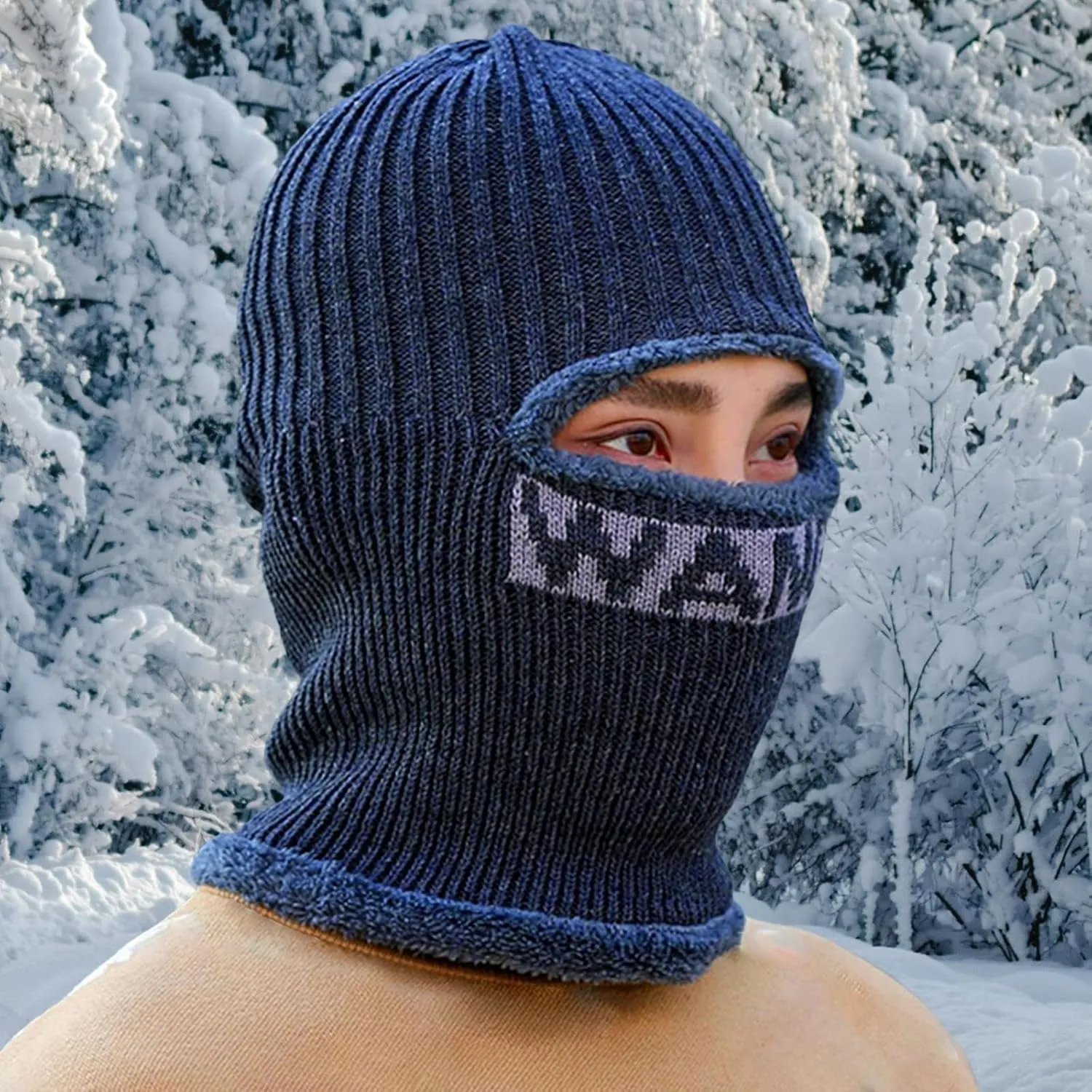 Men Knitted Balaclava Trendy Windproof Hood for Camping Climbing Skiing Skating