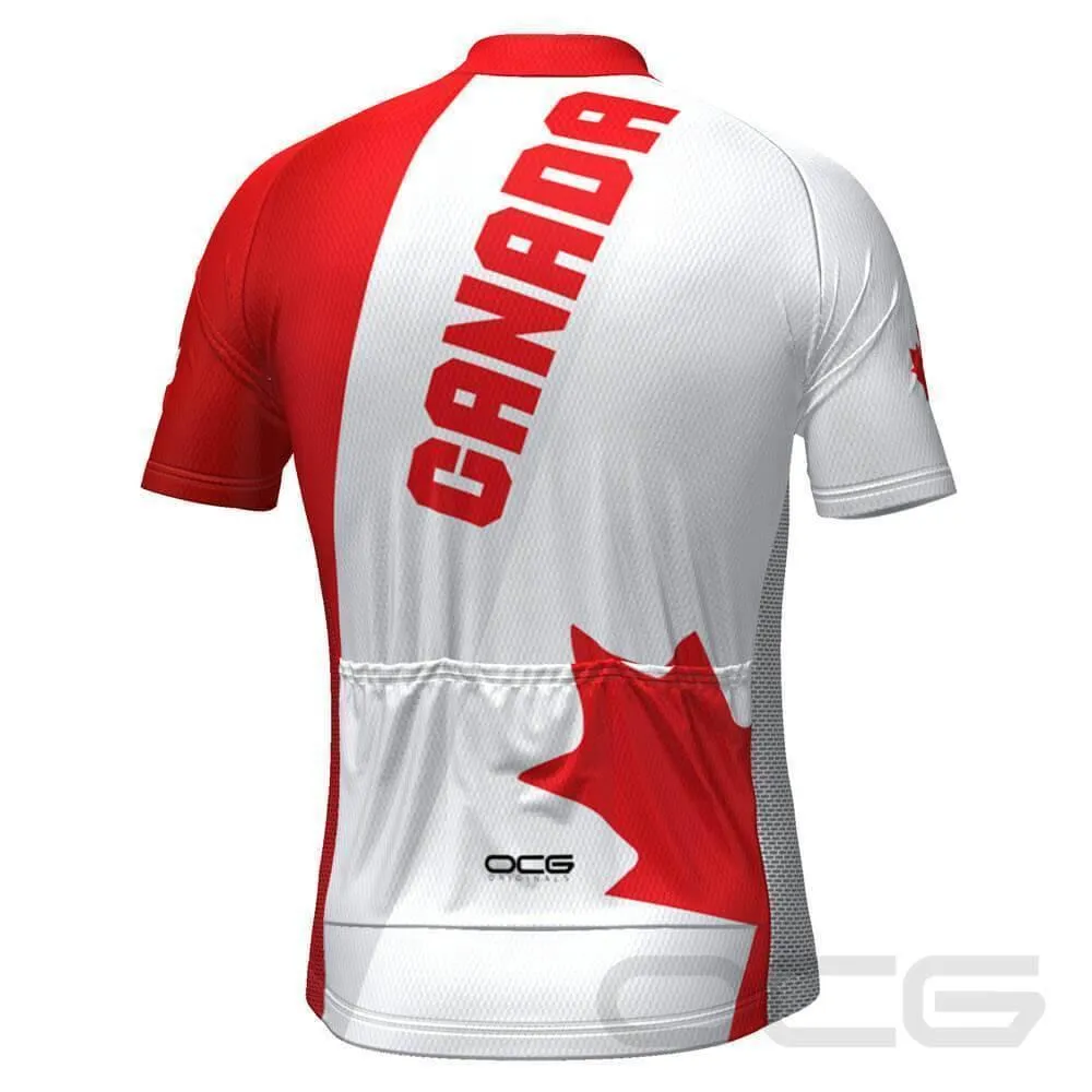 Men's Bold Canada Maple Leaf National Flag Short Sleeve Cycling Jersey