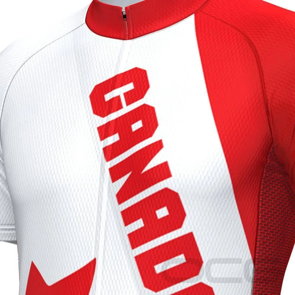 Men's Bold Canada Maple Leaf National Flag Short Sleeve Cycling Jersey