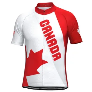 Men's Bold Canada Maple Leaf National Flag Short Sleeve Cycling Jersey