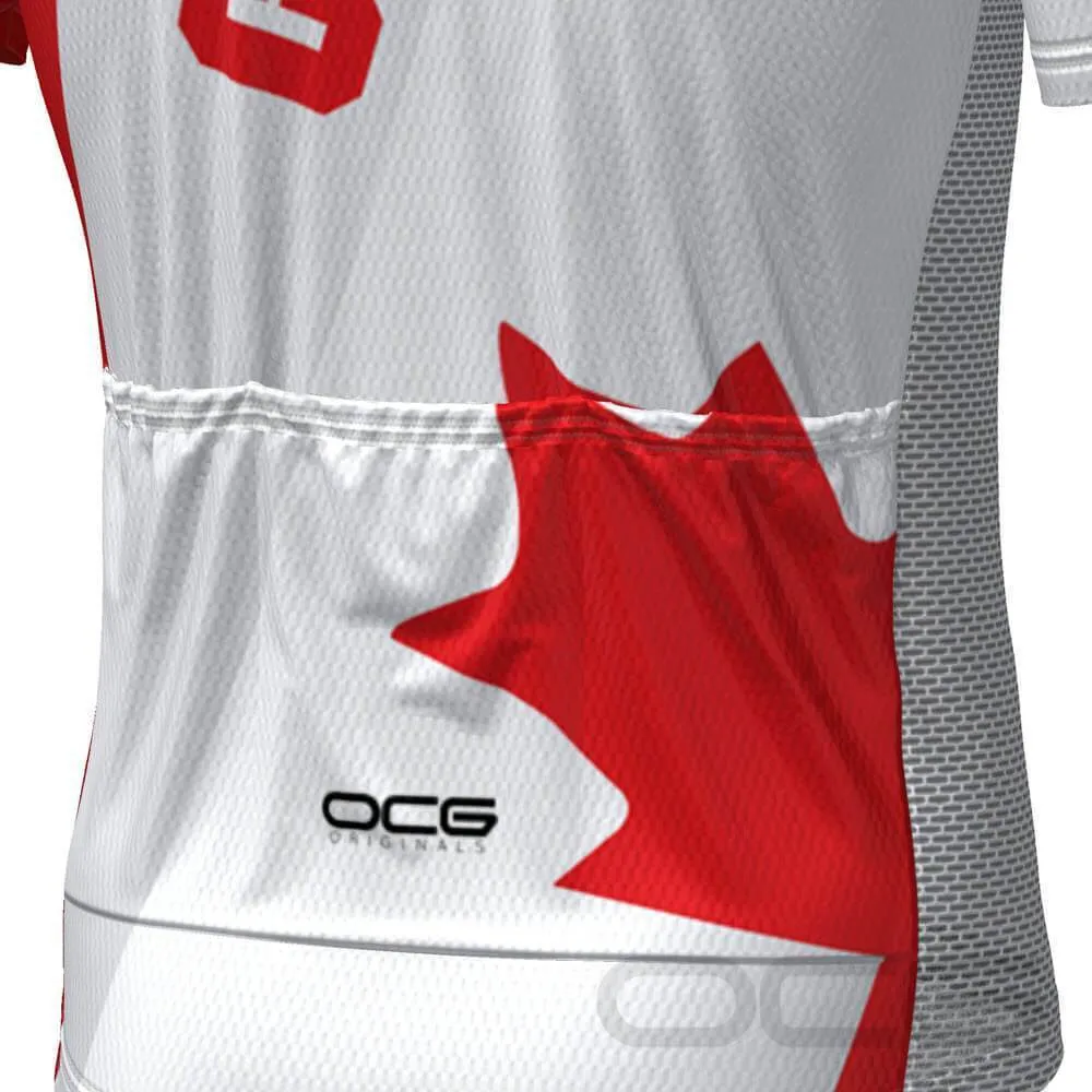 Men's Bold Canada Maple Leaf National Flag Short Sleeve Cycling Jersey
