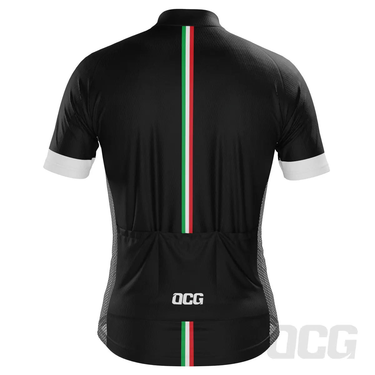 Men's Classic Italia Black Striped National Flag Short Sleeve Cycling Jersey