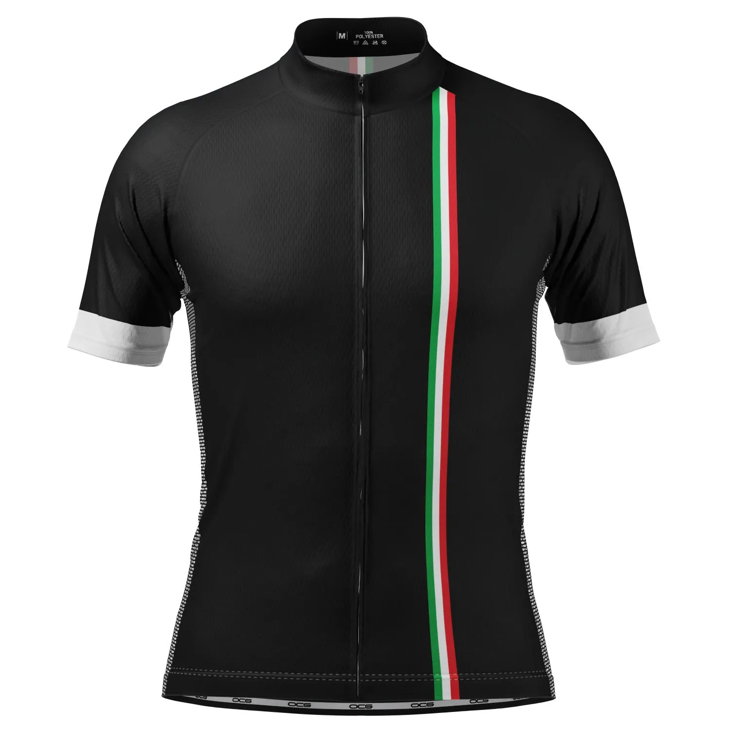 Men's Classic Italia Black Striped National Flag Short Sleeve Cycling Jersey