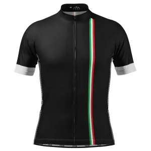 Men's Classic Italia Black Striped National Flag Short Sleeve Cycling Jersey