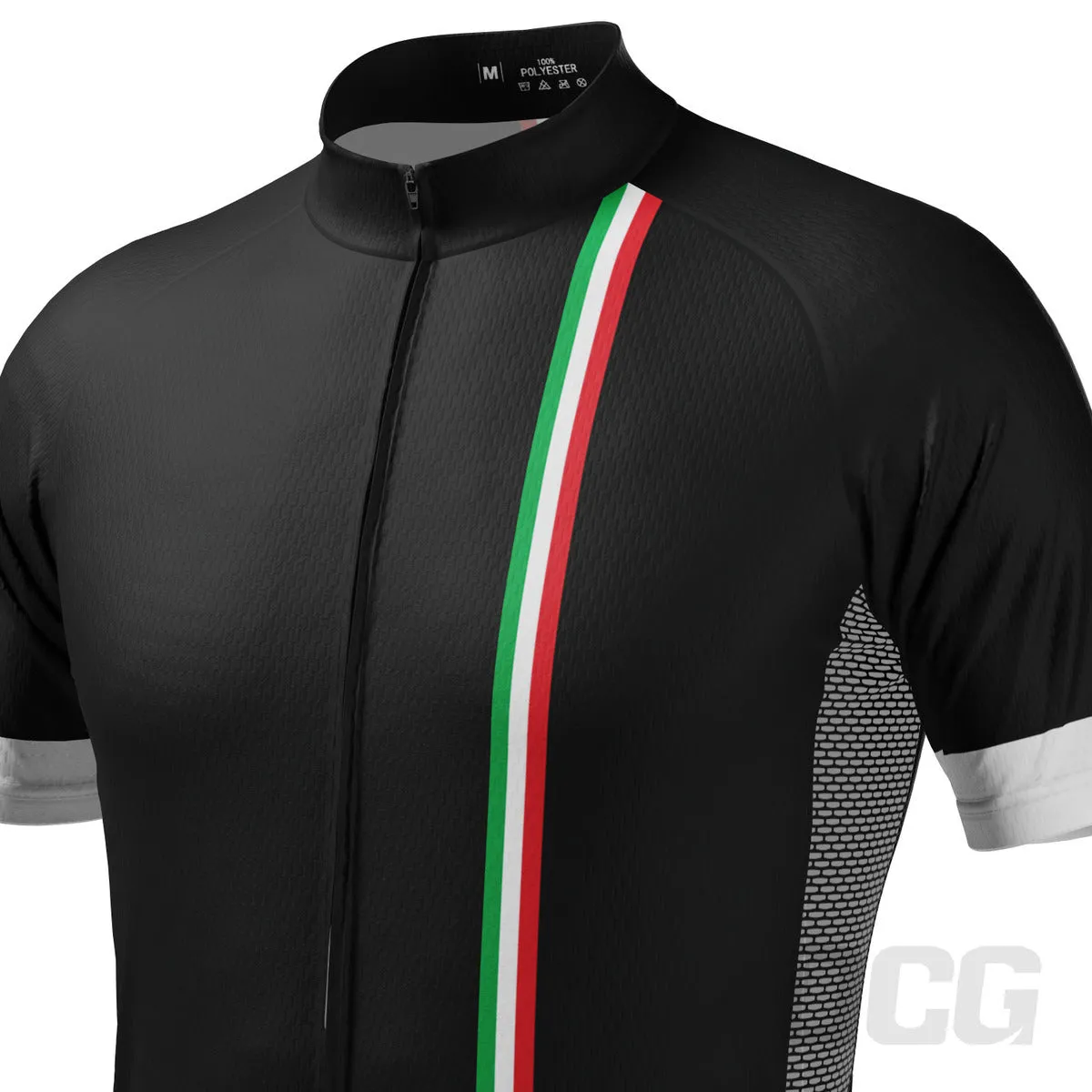 Men's Classic Italia Black Striped National Flag Short Sleeve Cycling Jersey