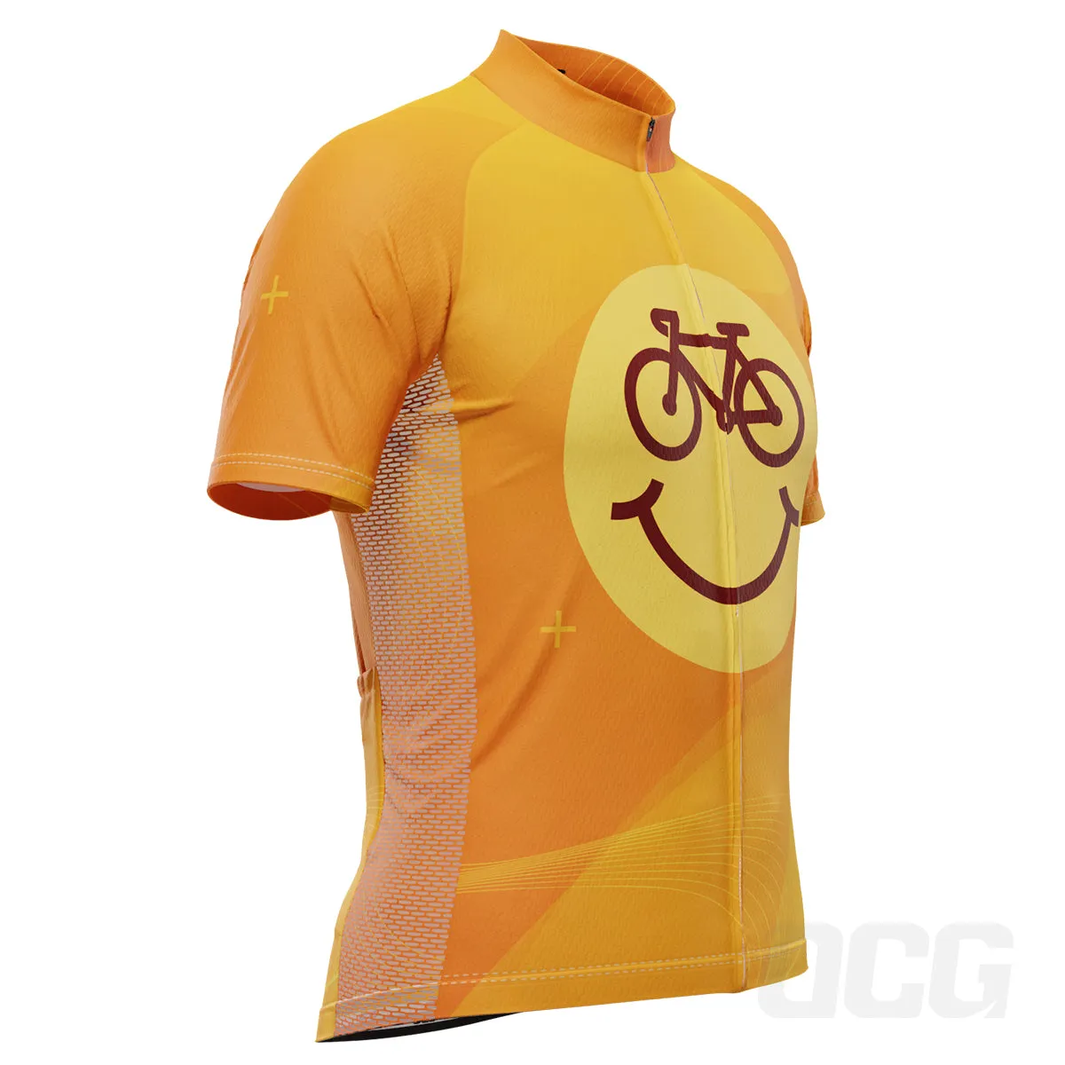 Men's Cycling is Happiness Emoji Short Sleeve Cycling Jersey