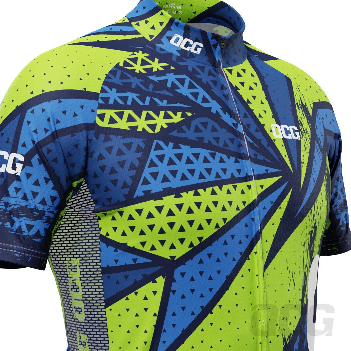Men's Green Lightning Short Sleeve Cycling Jersey