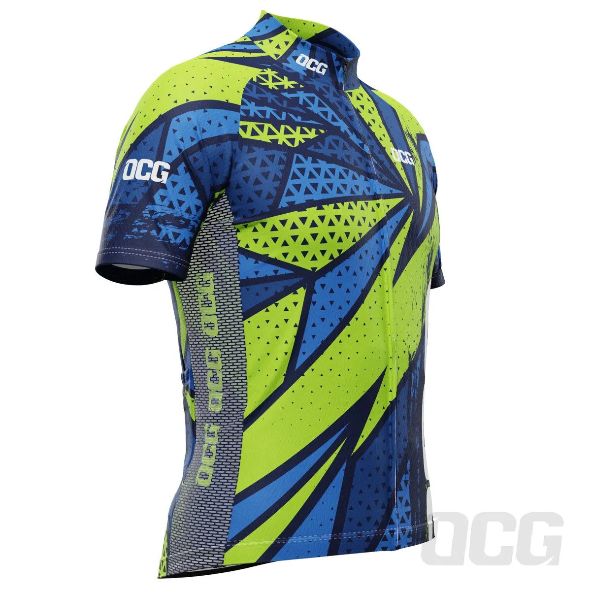 Men's Green Lightning Short Sleeve Cycling Jersey