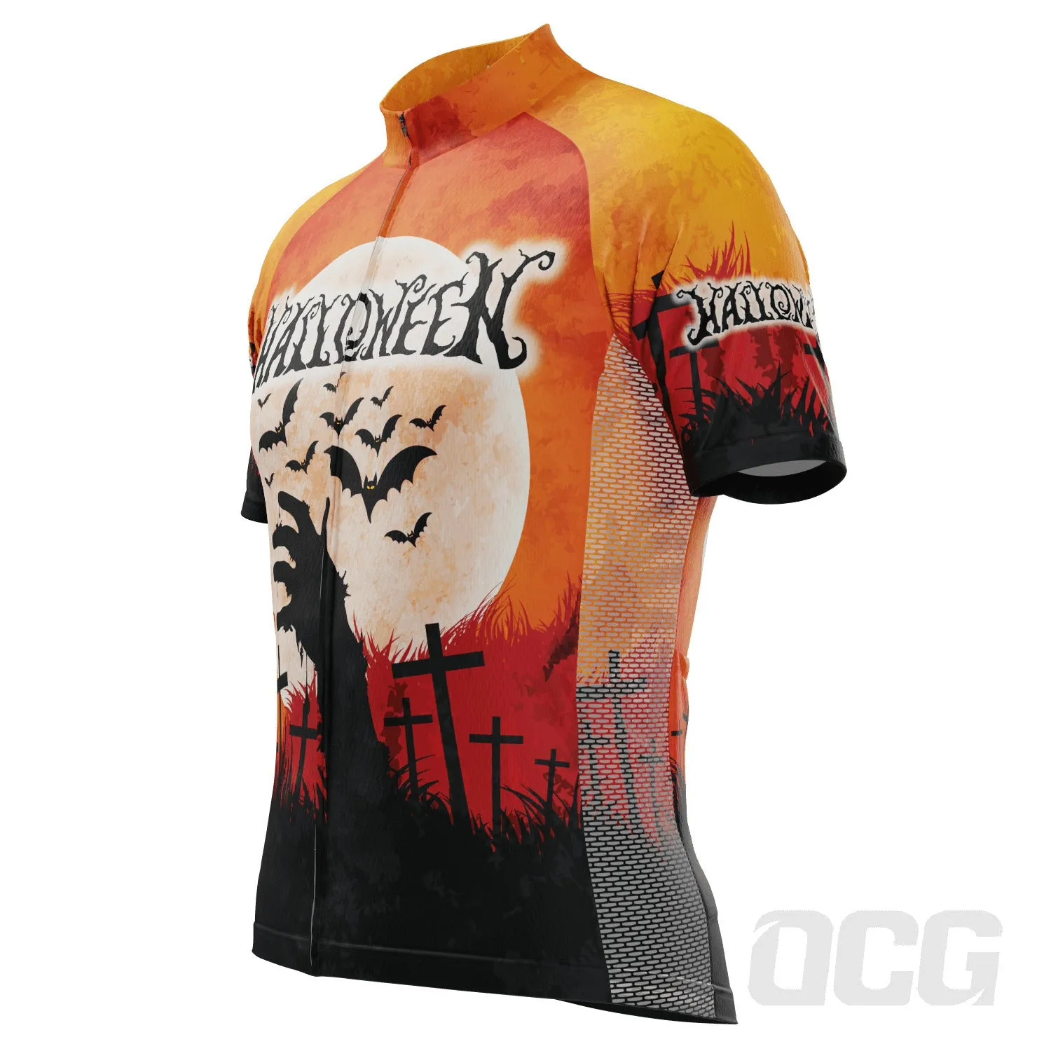 Men's Halloween Zombie Hand Short Sleeve Cycling Jersey