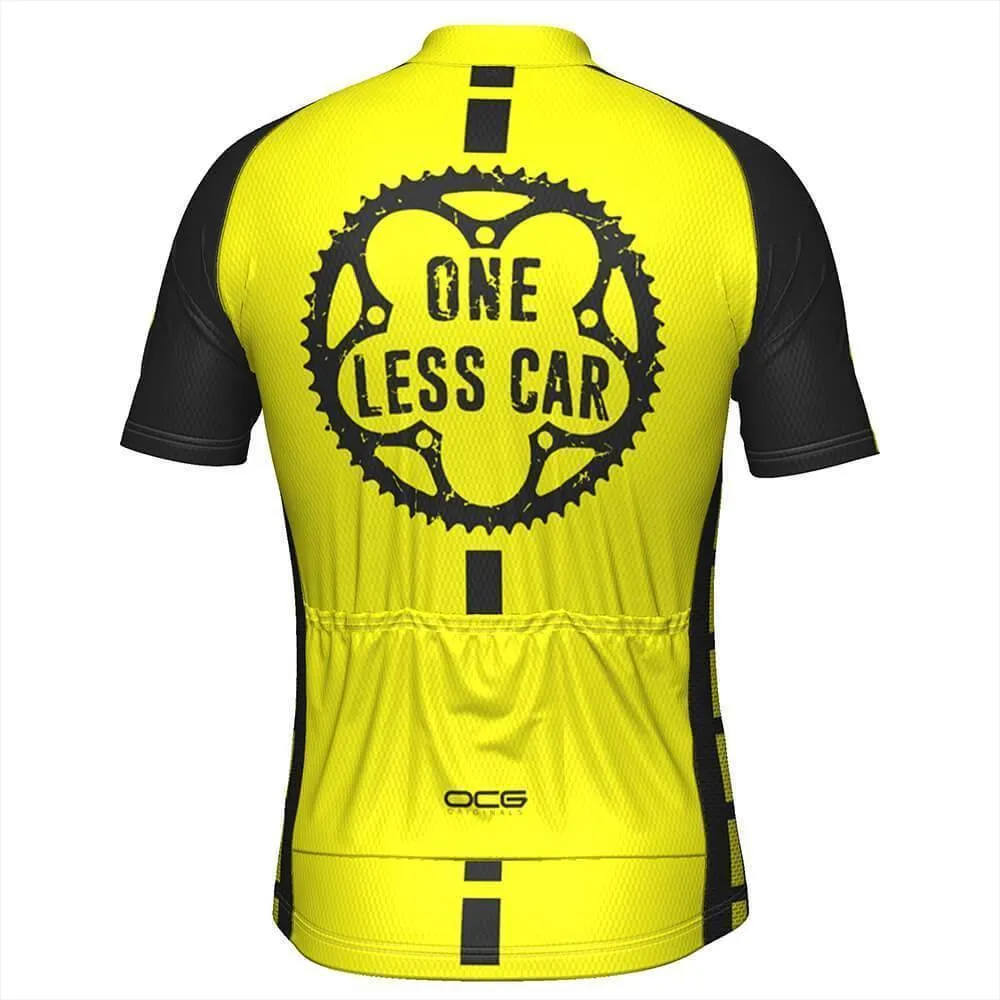 Men's High Viz Safety One Less Car Short Sleeve Cycling Jersey