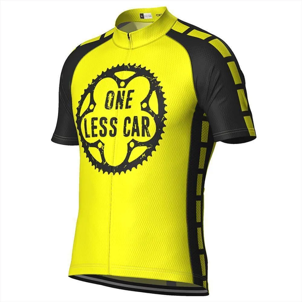 Men's High Viz Safety One Less Car Short Sleeve Cycling Jersey