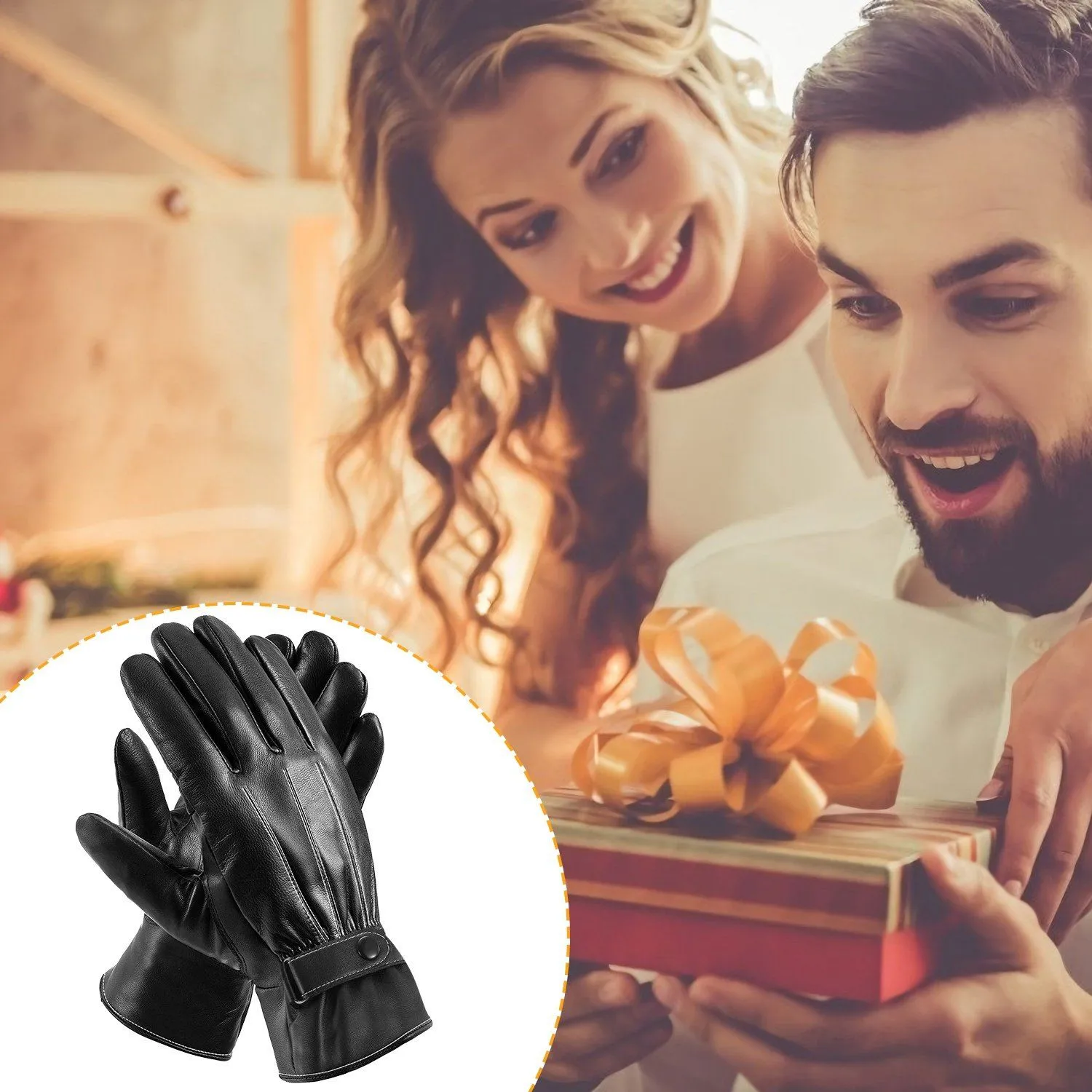 Men's Leather Winter Gloves Touchscreen