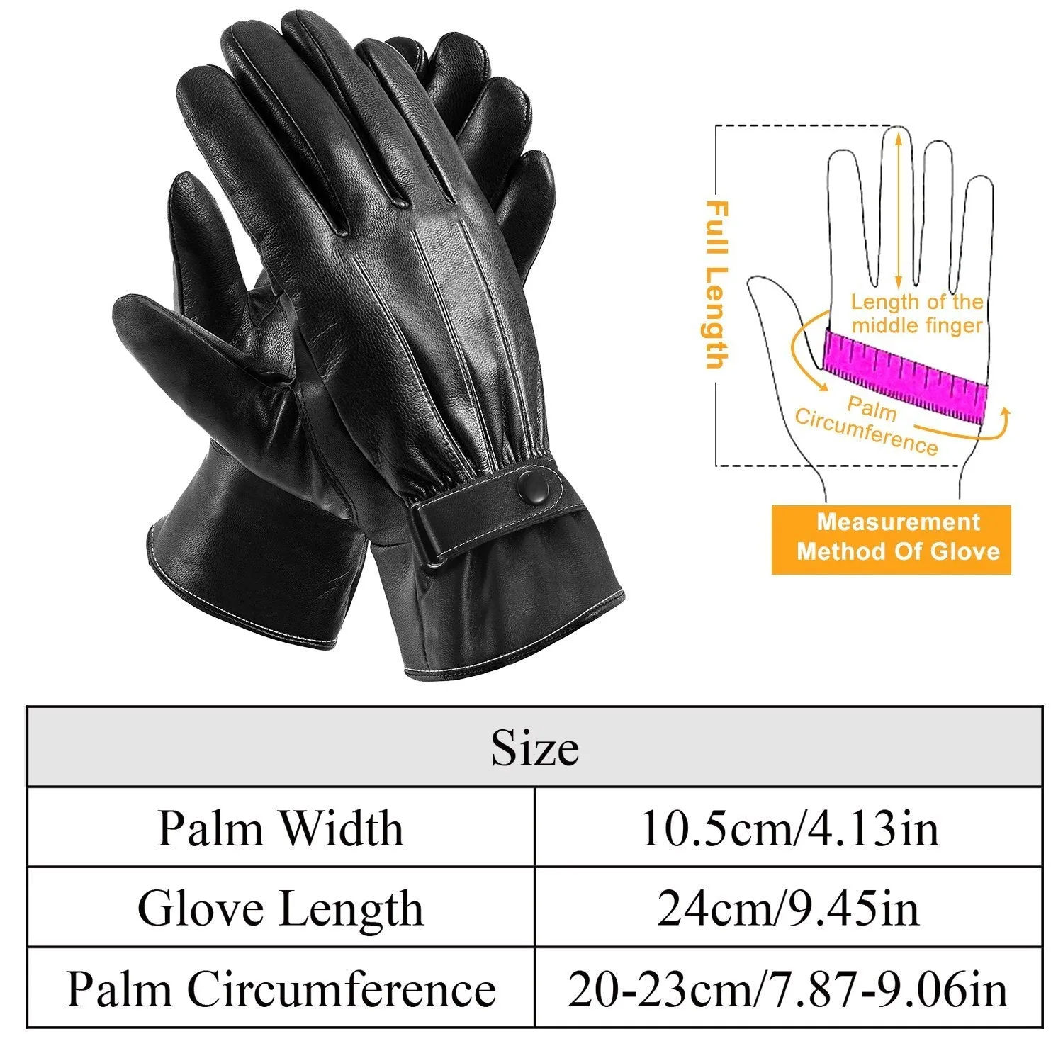 Men's Leather Winter Gloves Touchscreen