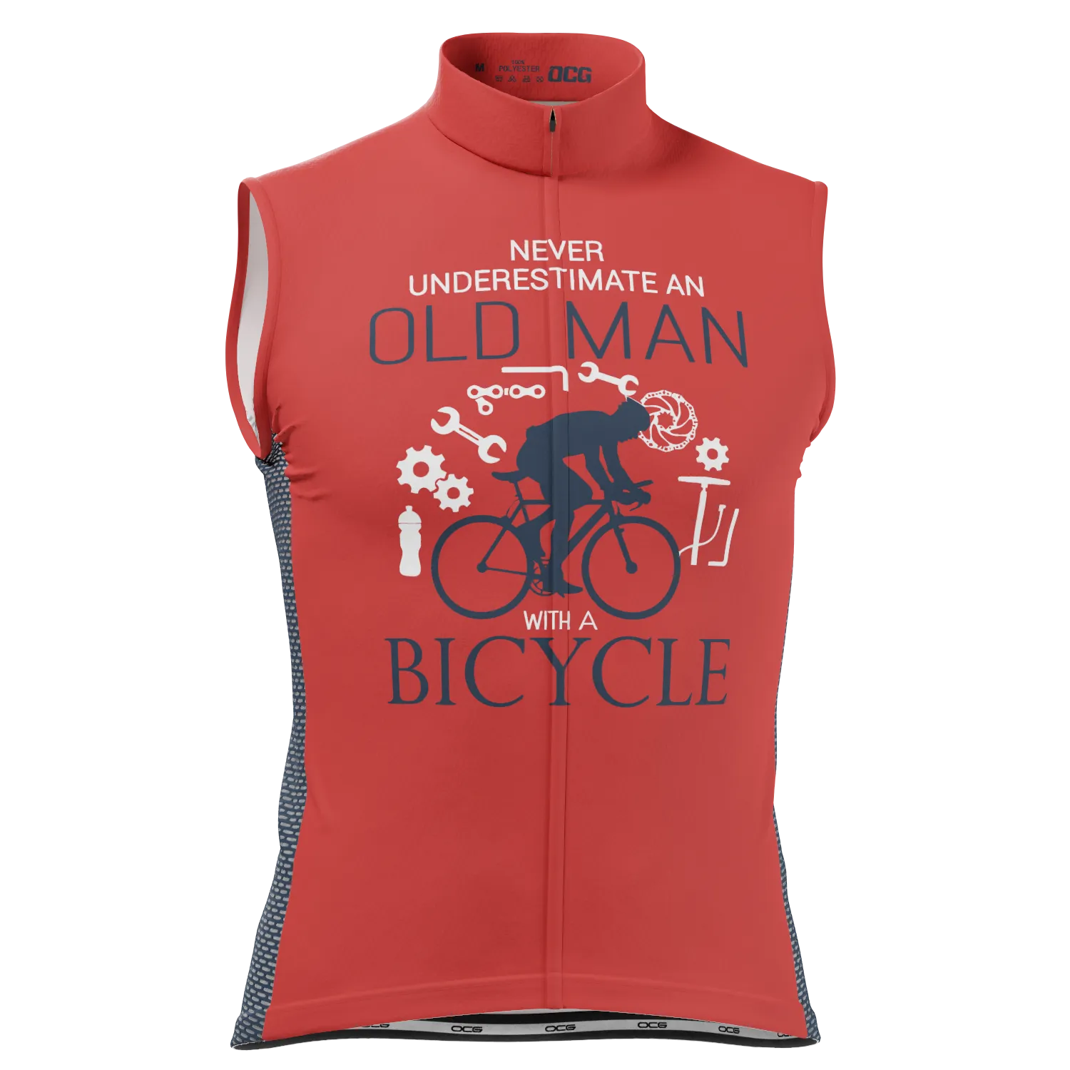 Men's Never Underestimate an Old Man Sleeveless Tech Cycling Jersey