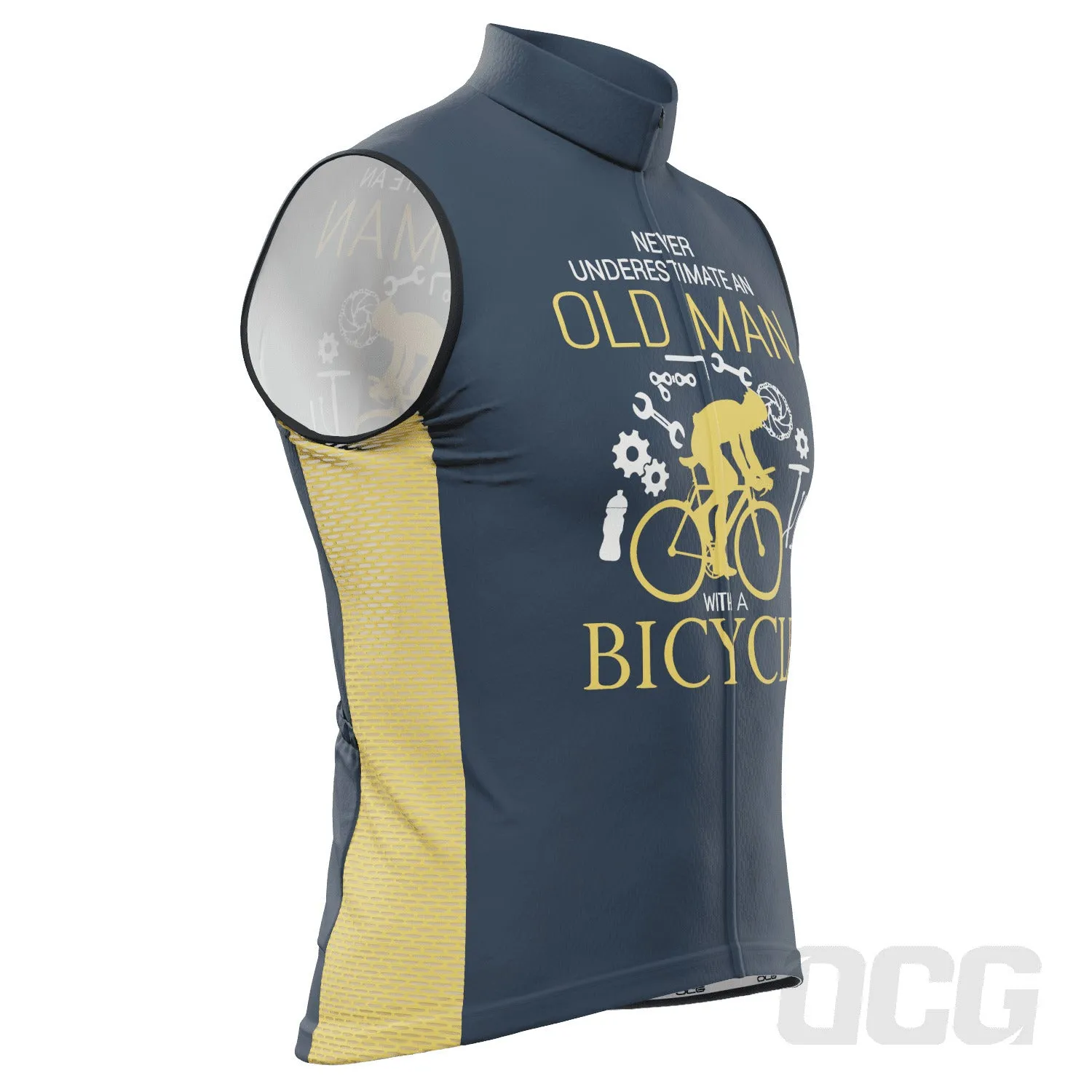 Men's Never Underestimate an Old Man Sleeveless Tech Cycling Jersey