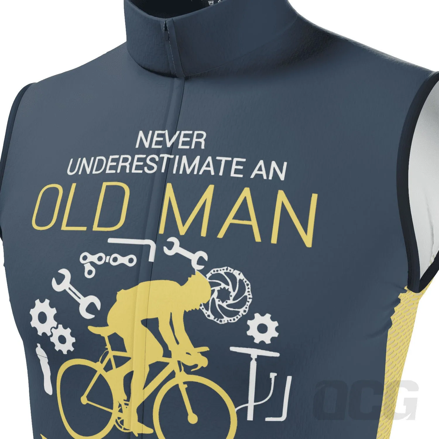 Men's Never Underestimate an Old Man Sleeveless Tech Cycling Jersey