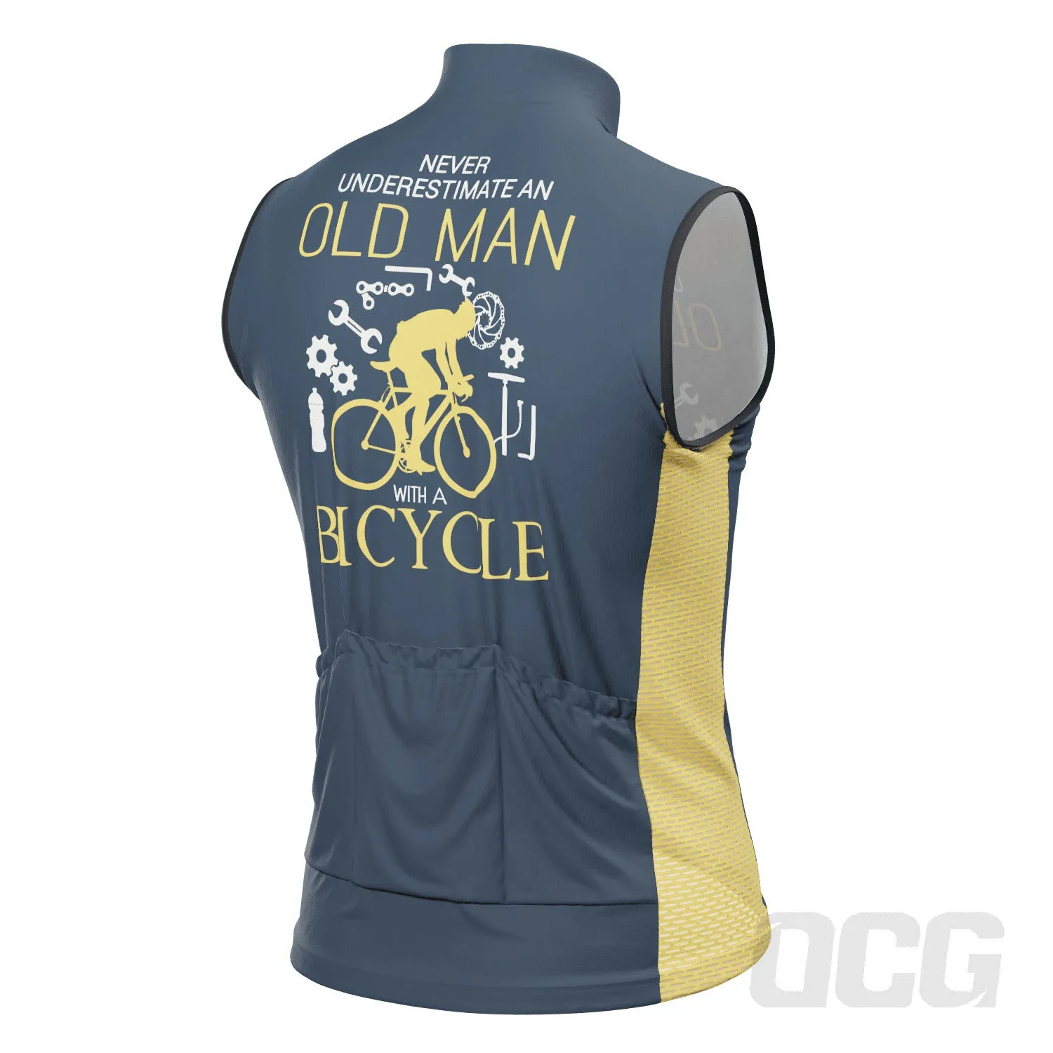 Men's Never Underestimate an Old Man Sleeveless Tech Cycling Jersey