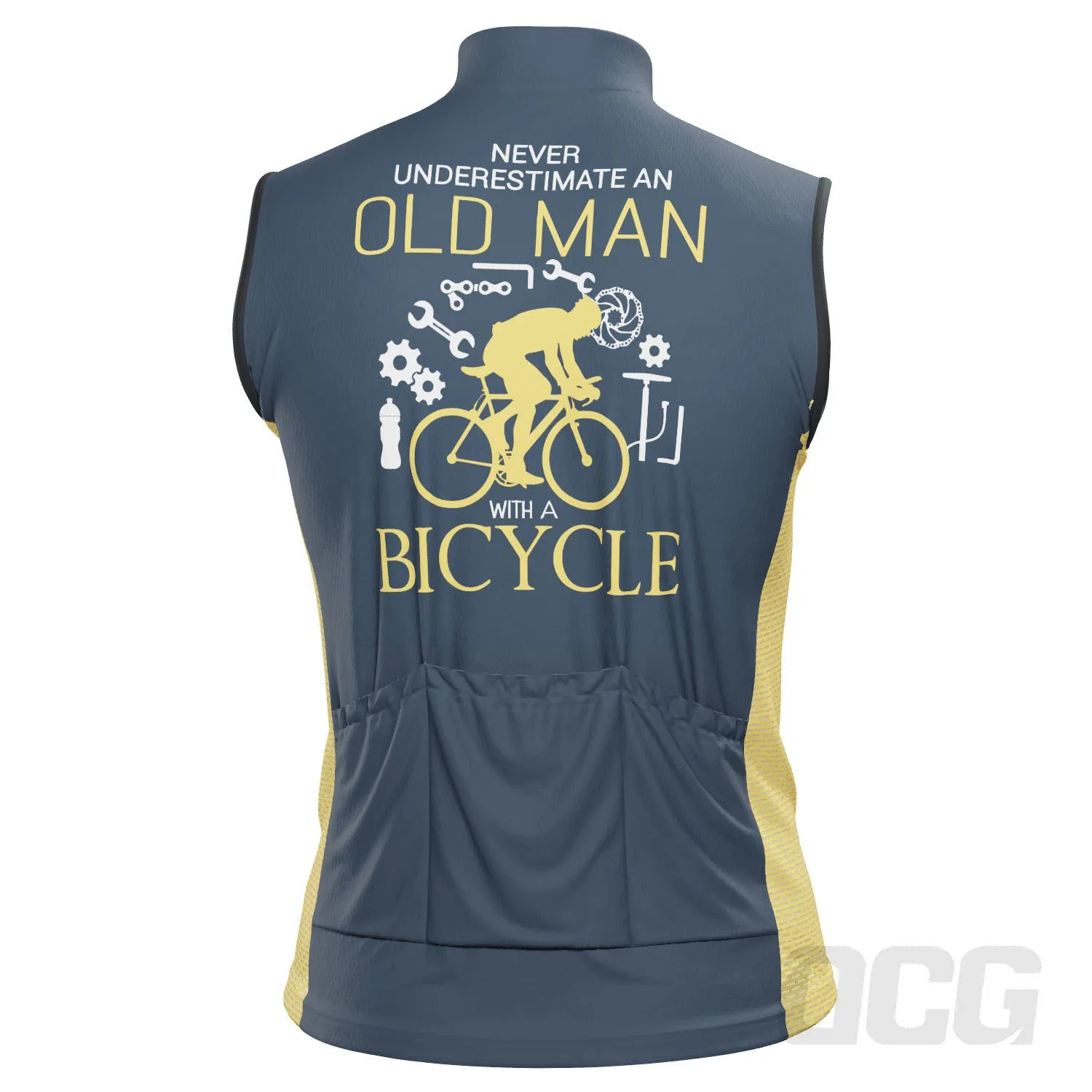 Men's Never Underestimate an Old Man Sleeveless Tech Cycling Jersey