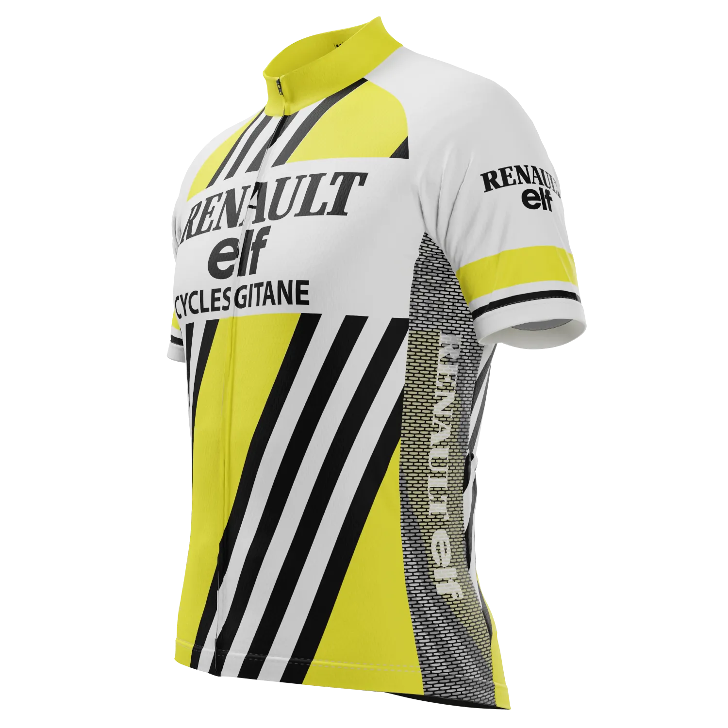 Men's Retro Auto Yellow Short Sleeve Cycling Jersey