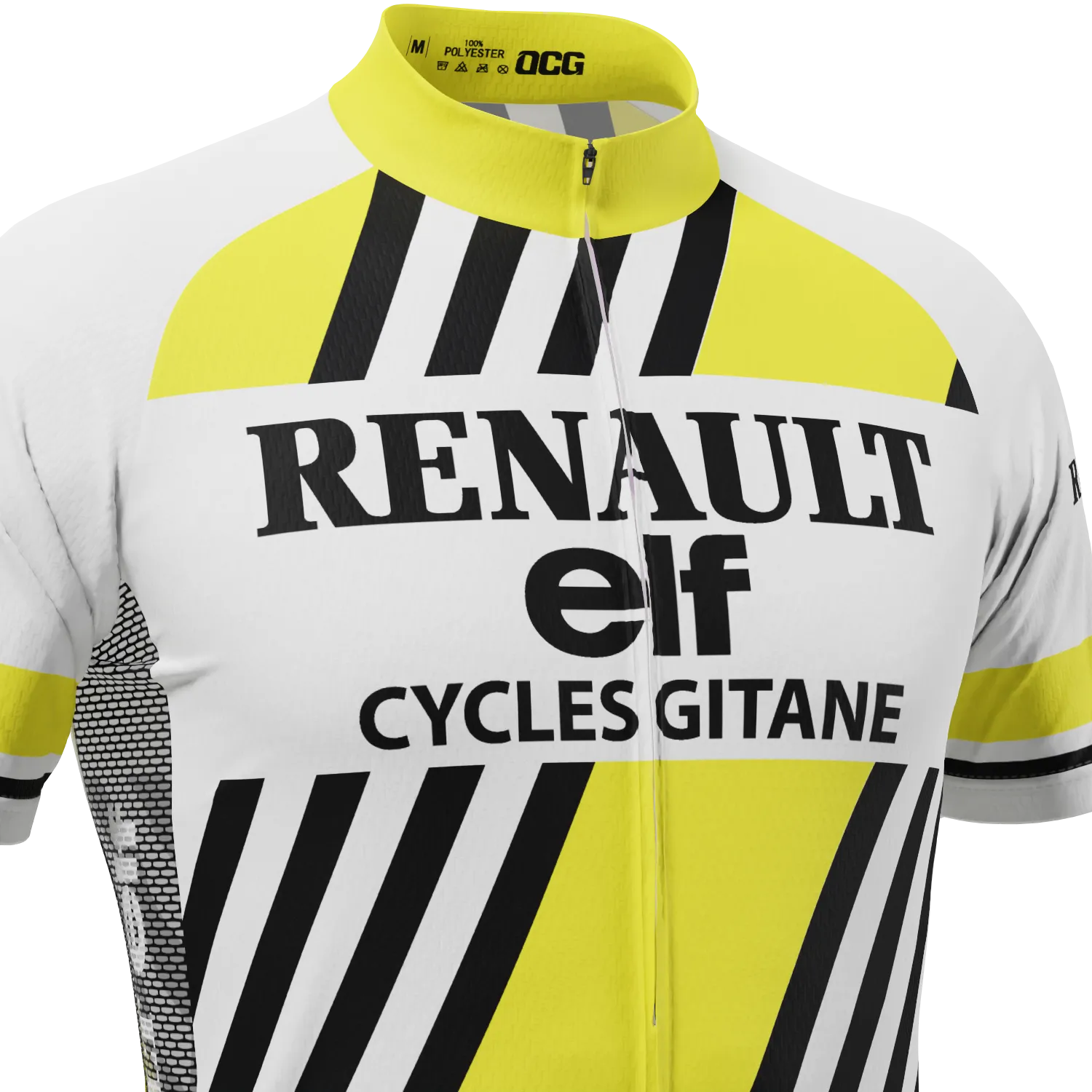Men's Retro Auto Yellow Short Sleeve Cycling Jersey