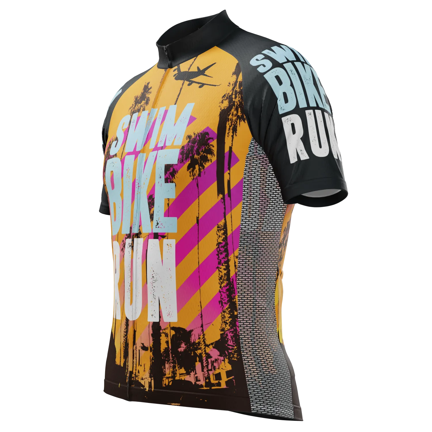 Men's Swim Bike Run Short Sleeve Cycling Jersey