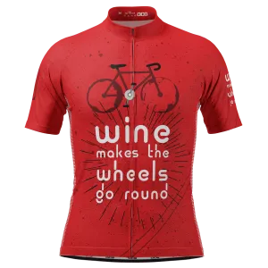 Men's Wine Makes the Wheels Go Round Short Sleeve Cycling Jersey