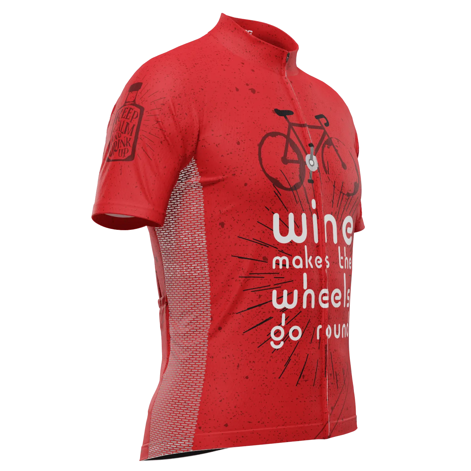 Men's Wine Makes the Wheels Go Round Short Sleeve Cycling Jersey