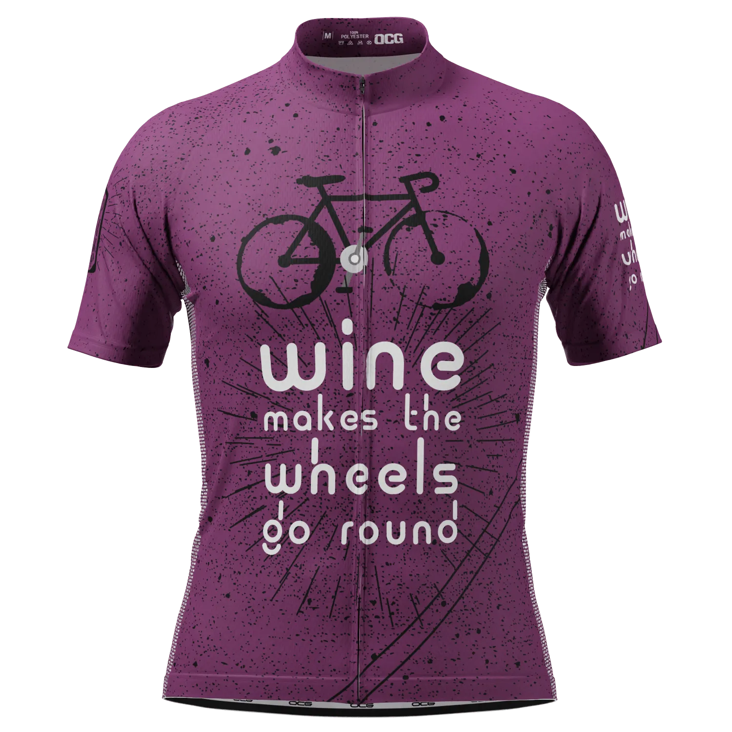 Men's Wine Makes the Wheels Go Round Short Sleeve Cycling Jersey