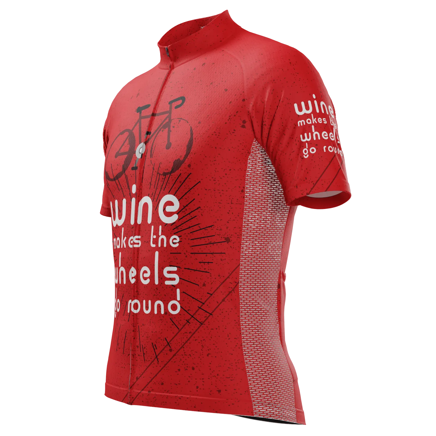 Men's Wine Makes the Wheels Go Round Short Sleeve Cycling Jersey