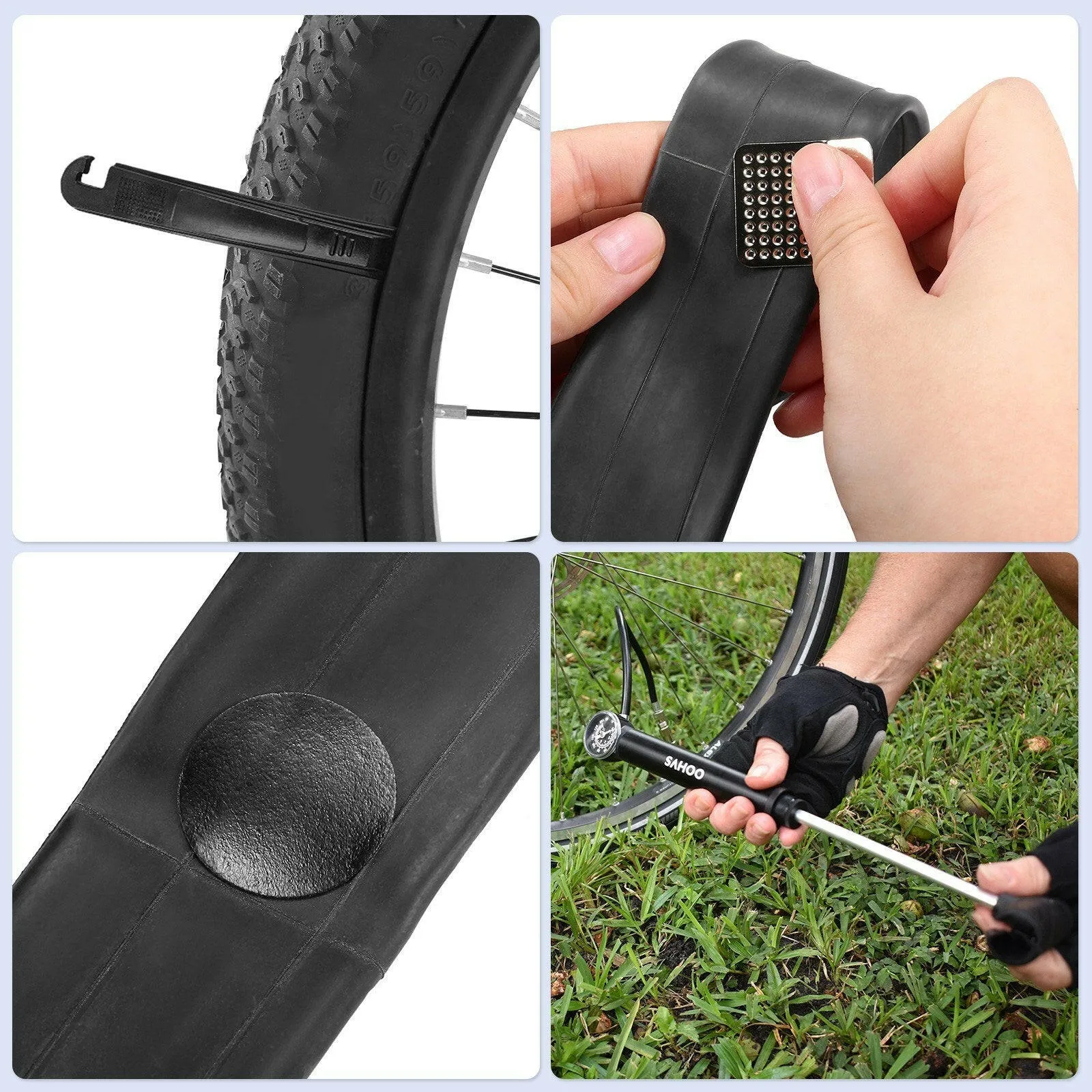 Mini Bike Pump with Tire Repair Kit Portable Mountain Bike Repair Tools Kit Bicycle Repair for Multipurpose Emergency Tire Repair Set Bike Maintenance Tool High Air Pressure Tool