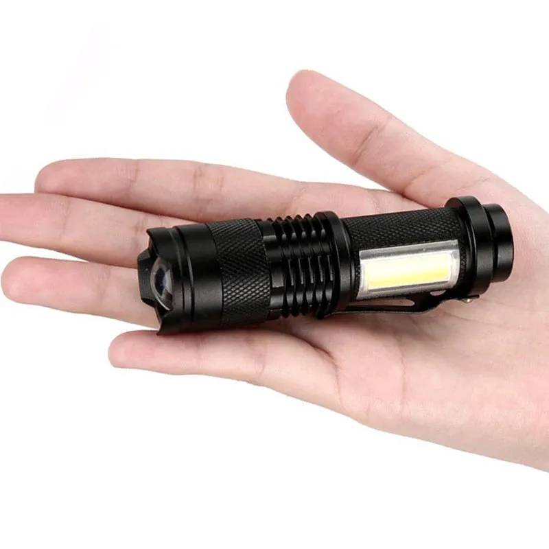 Mini Portable Flashlight Q5 COB Strong Light Zoom 3 Modes Torch Built In Battery USB Rechargeable Lamp Outdoor Camping Lantern