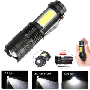 Mini Portable Flashlight Q5 COB Strong Light Zoom 3 Modes Torch Built In Battery USB Rechargeable Lamp Outdoor Camping Lantern