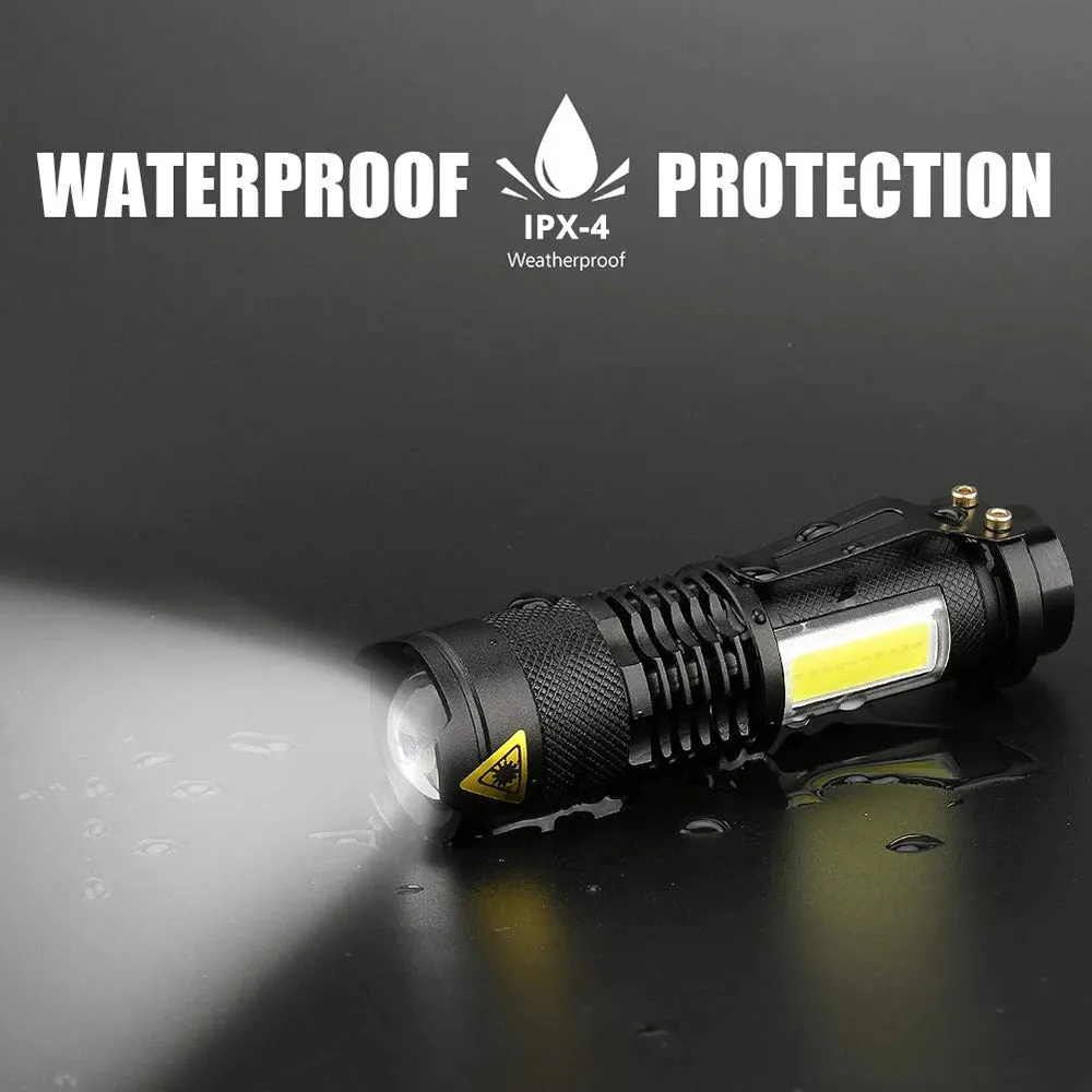 Mini Rechargeable LED Flashlight Use XPE   COB lamp beads 100 meters lighting distance Used for adventure, camping, etc.