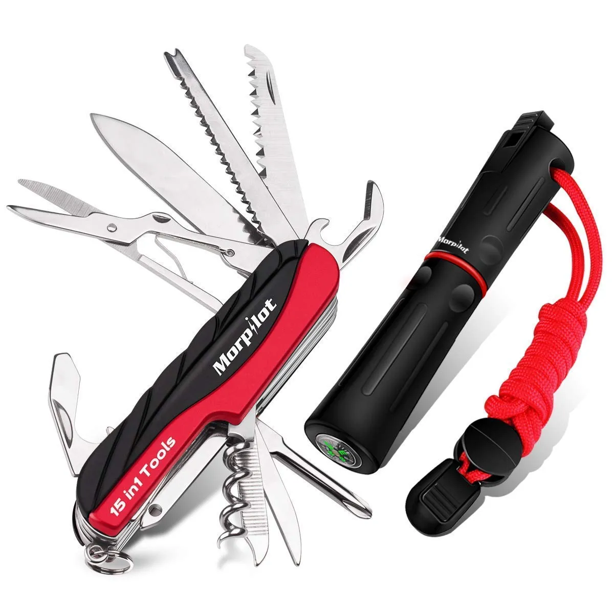Morpilot Multi Tool & Fire Starter Set, 15 in 1 Swiss Style
